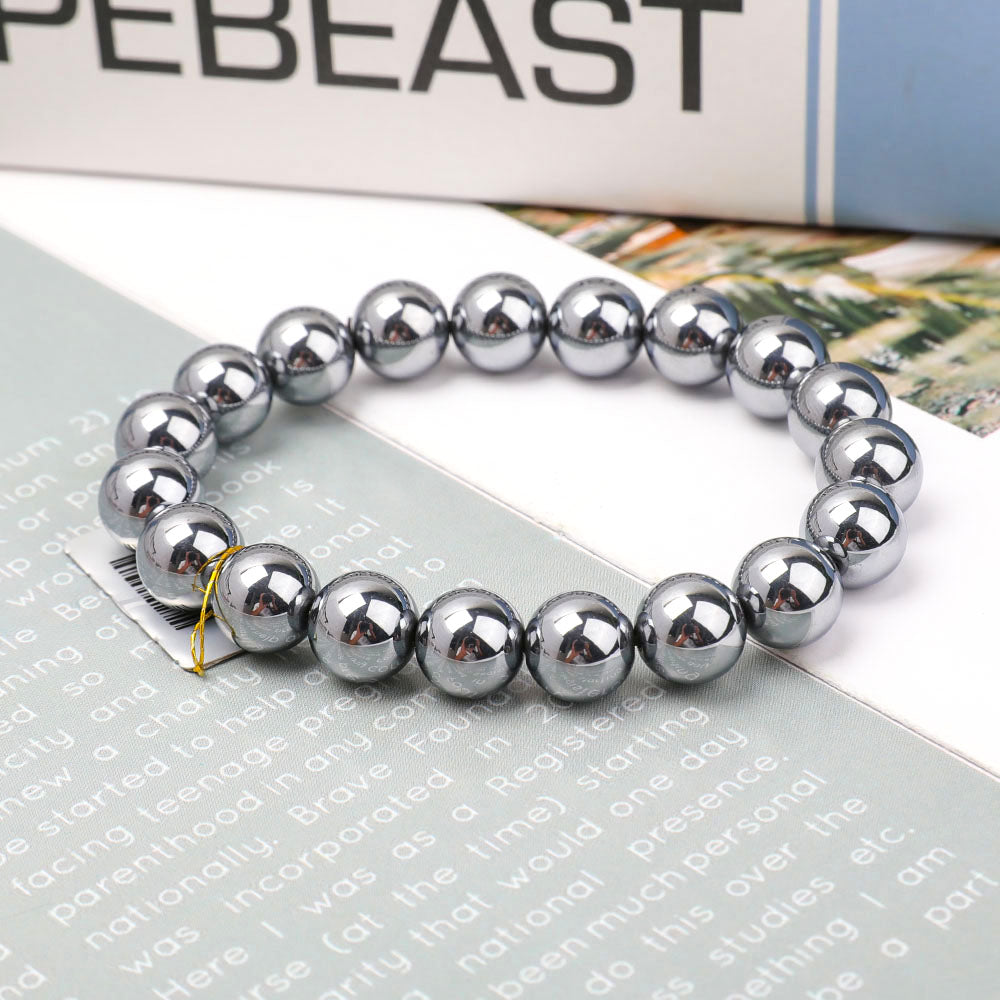 ATELIER-TIBET – Bracelet en Térahertz – Protection Symbolique & Ancrage – Perles 10 mm
