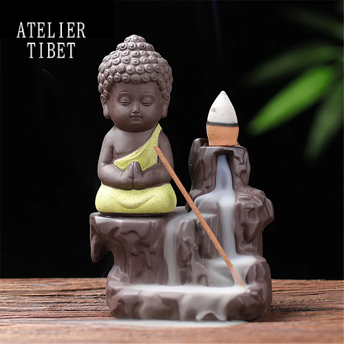 ATELIER-TIBET Encensoir « Petit Moine Bouddhiste » en Céramique – Décoration & Bien-être