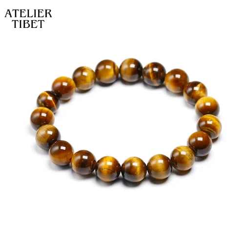ATELIER-TIBET Bracelet Œil-de-Tigre – Perles Naturelles, Style Unisexe