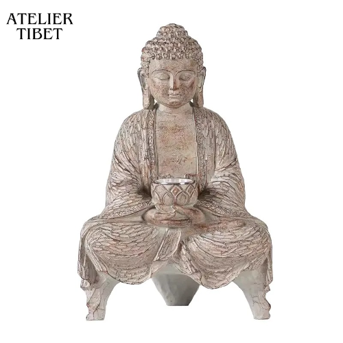 ATELIER-TIBET Statue Bouddha Solaire en Résine – Décoration Zen Intérieur / Extérieur