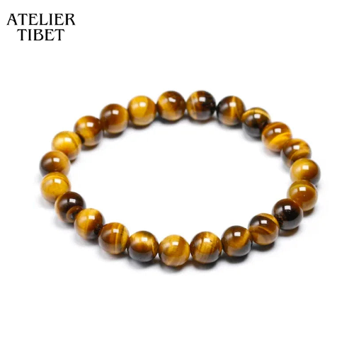 ATELIER-TIBET Bracelet Œil-de-Tigre – Perles Naturelles, Style Unisexe