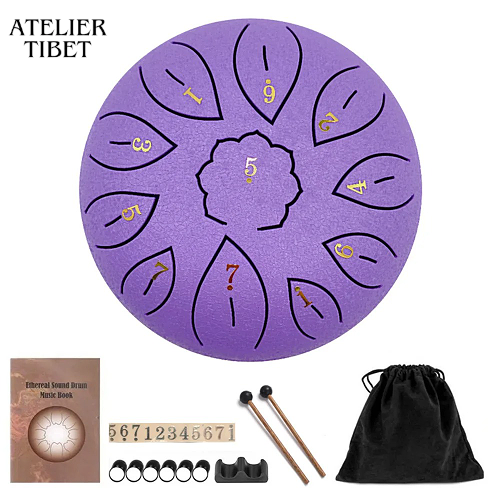 ATELIER-TIBET Tongue Drum 11 notes – Ensemble Steel Drum compact & accessible pour méditation et détente