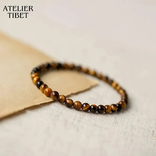 ATELIER-TIBET Bracelet Œil-de-Tigre – Perles Naturelles, Style Unisexe