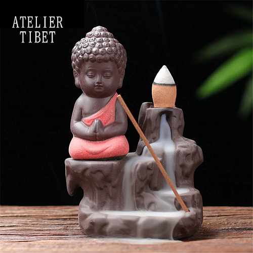 ATELIER-TIBET Encensoir « Petit Moine Bouddhiste » en Céramique – Décoration & Bien-être