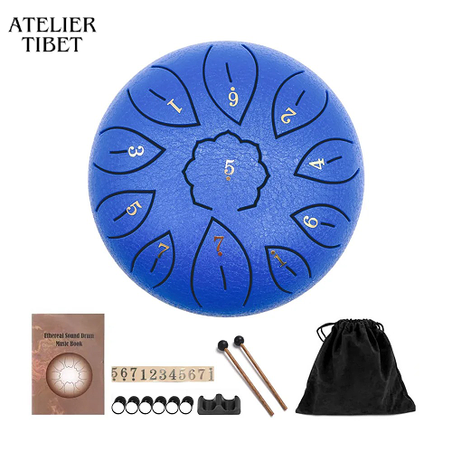 ATELIER-TIBET Tongue Drum 11 notes – Ensemble Steel Drum compact & accessible pour méditation et détente