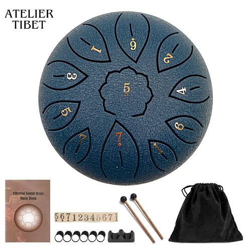 ATELIER-TIBET Tongue Drum 11 notes – Ensemble Steel Drum compact & accessible pour méditation et détente