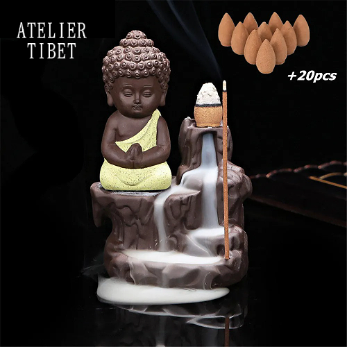 ATELIER-TIBET Encensoir « Petit Moine Bouddhiste » en Céramique – Décoration & Bien-être
