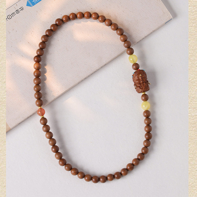 ATELIER-TIBET Bracelet Dalagan Sculpté – Bois d’Agar de Kalimantan & Pierres Naturelles