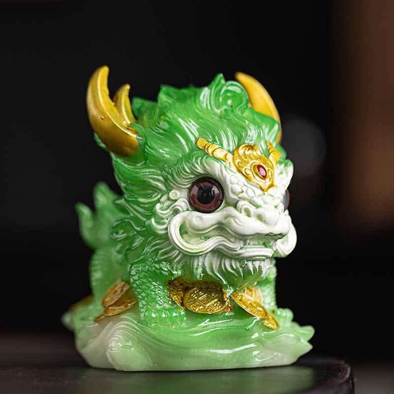 ATELIER-TIBET Pierres changeantes de couleur, petite figurine en résine Kirin pour décoration de maison