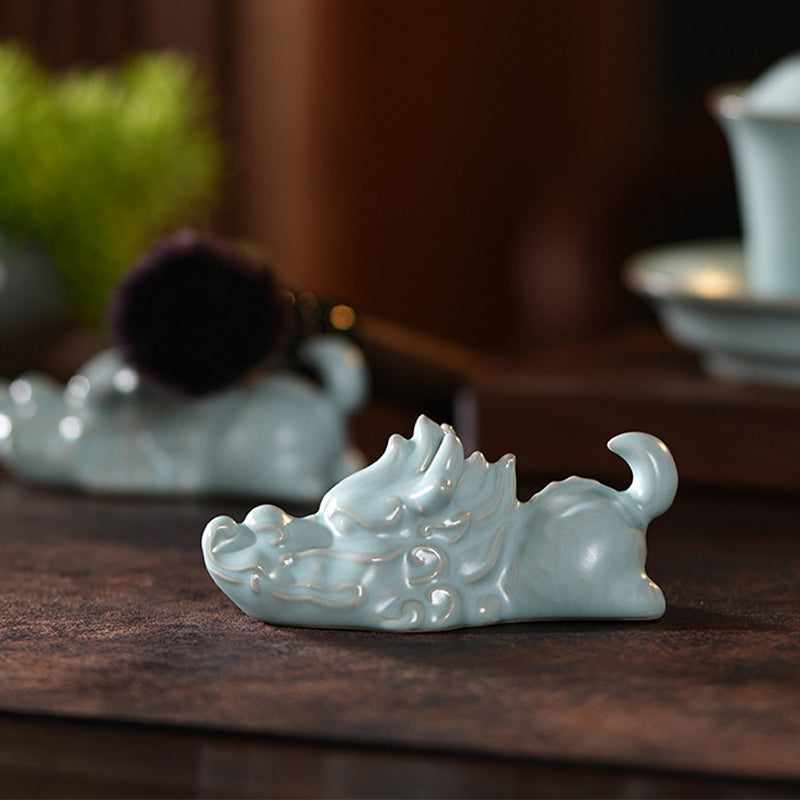 ATELIER-TIBET Année du Dragon Chance Thé en céramique Figurine pour animaux de compagnie Décoration de la maison