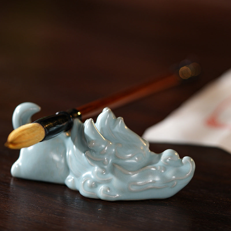 ATELIER-TIBET Année du Dragon Chance Thé en céramique Figurine pour animaux de compagnie Décoration de la maison