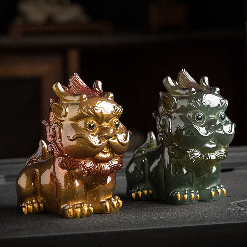ATELIER-TIBET Pierres changeantes de couleur, petite figurine en résine PiXiu pour thé, animal de compagnie, richesse, décoration de la maison