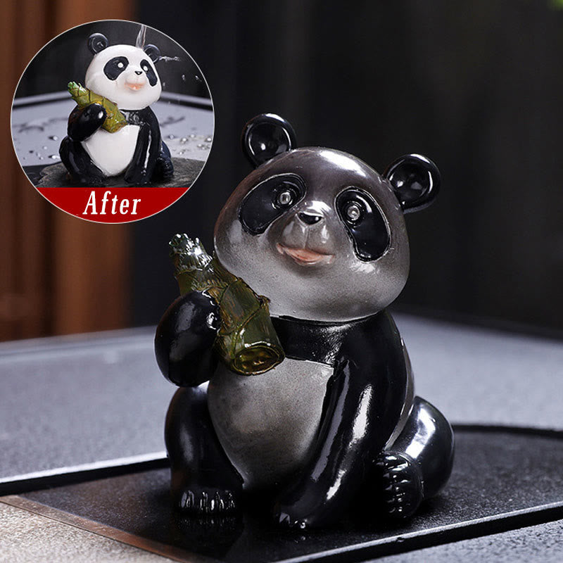 ATELIER-TIBET Pierres changeantes de couleur, petit panda mignon, bambou, thé, animal de compagnie, résine, figurine décorative pour la maison
