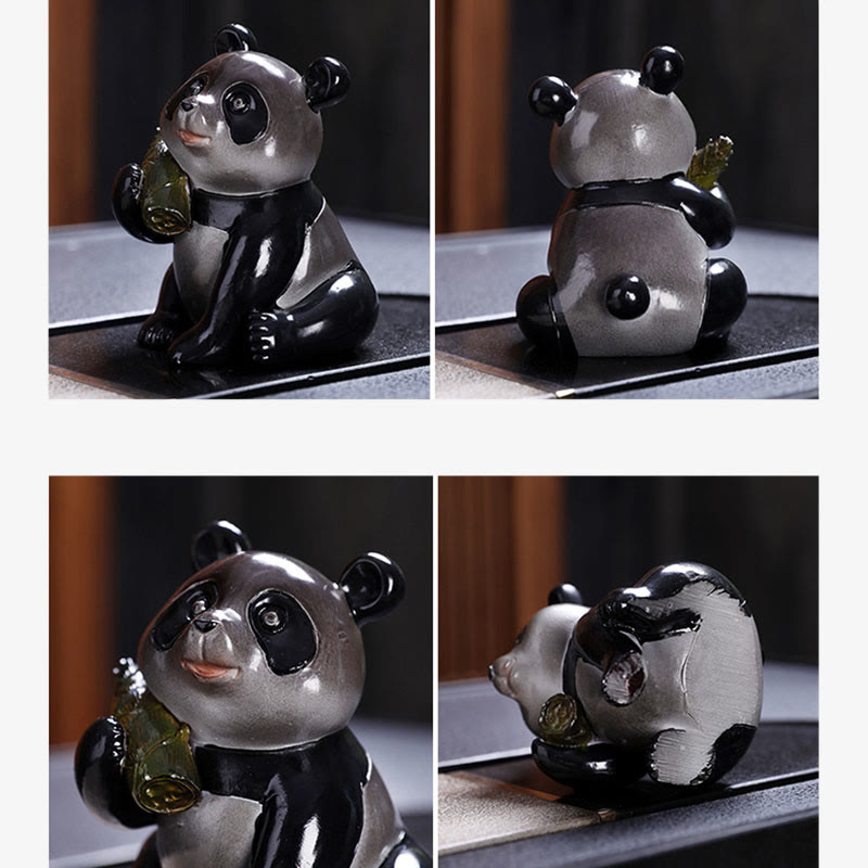 ATELIER-TIBET Pierres changeantes de couleur, petit panda mignon, bambou, thé, animal de compagnie, résine, figurine décorative pour la maison