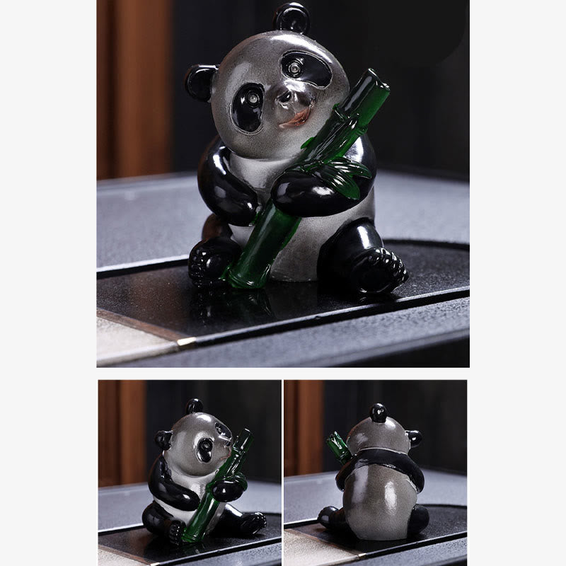 ATELIER-TIBET Pierres changeantes de couleur, petit panda mignon, bambou, thé, animal de compagnie, résine, figurine décorative pour la maison