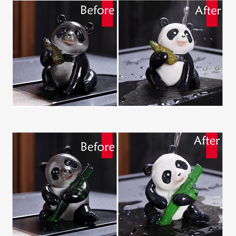 ATELIER-TIBET Pierres changeantes de couleur, petit panda mignon, bambou, thé, animal de compagnie, résine, figurine décorative pour la maison