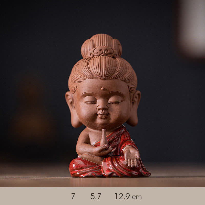 ATELIER-TIBET Mini Gautama bouddha Sakyamuni Kwan Yin Avalokitesvara Ksitigarbha sérénité décoration de bureau en céramique
