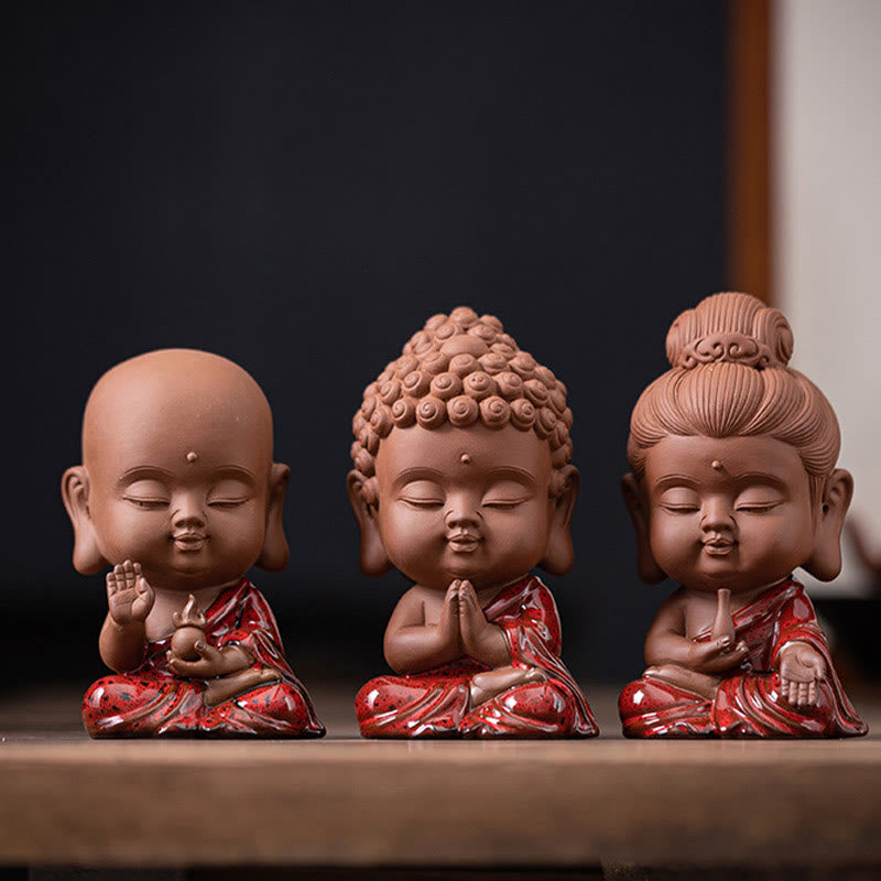 ATELIER-TIBET Mini Gautama bouddha Sakyamuni Kwan Yin Avalokitesvara Ksitigarbha sérénité décoration de bureau en céramique