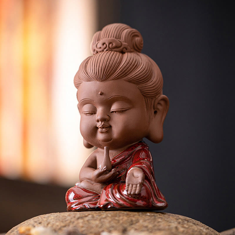 ATELIER-TIBET Mini Gautama bouddha Sakyamuni Kwan Yin Avalokitesvara Ksitigarbha sérénité décoration de bureau en céramique