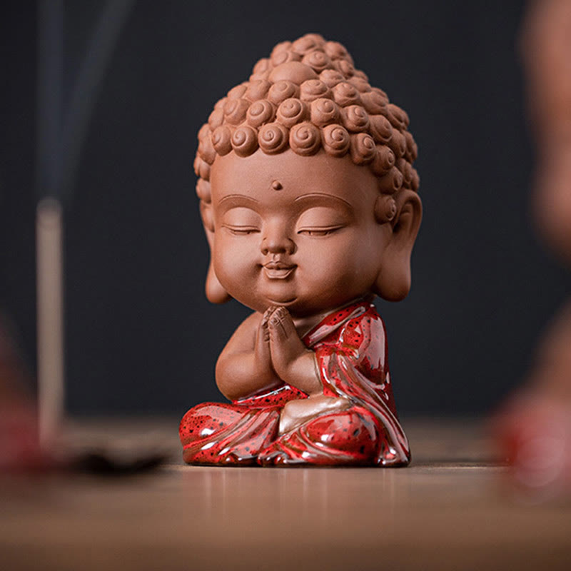 ATELIER-TIBET Mini Gautama bouddha Sakyamuni Kwan Yin Avalokitesvara Ksitigarbha sérénité décoration de bureau en céramique
