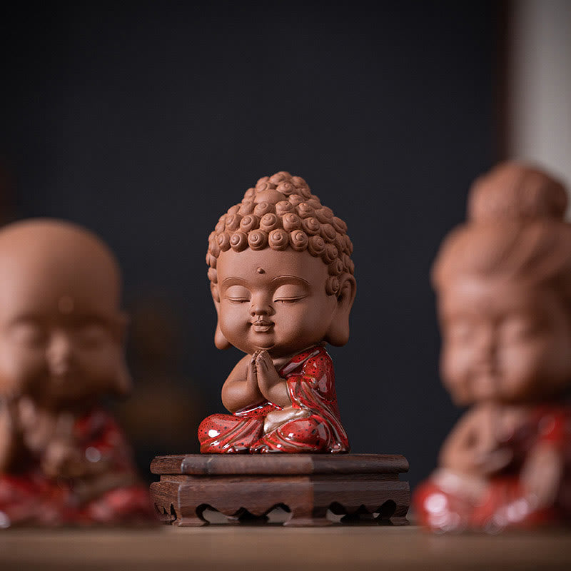 ATELIER-TIBET Mini Gautama bouddha Sakyamuni Kwan Yin Avalokitesvara Ksitigarbha sérénité décoration de bureau en céramique