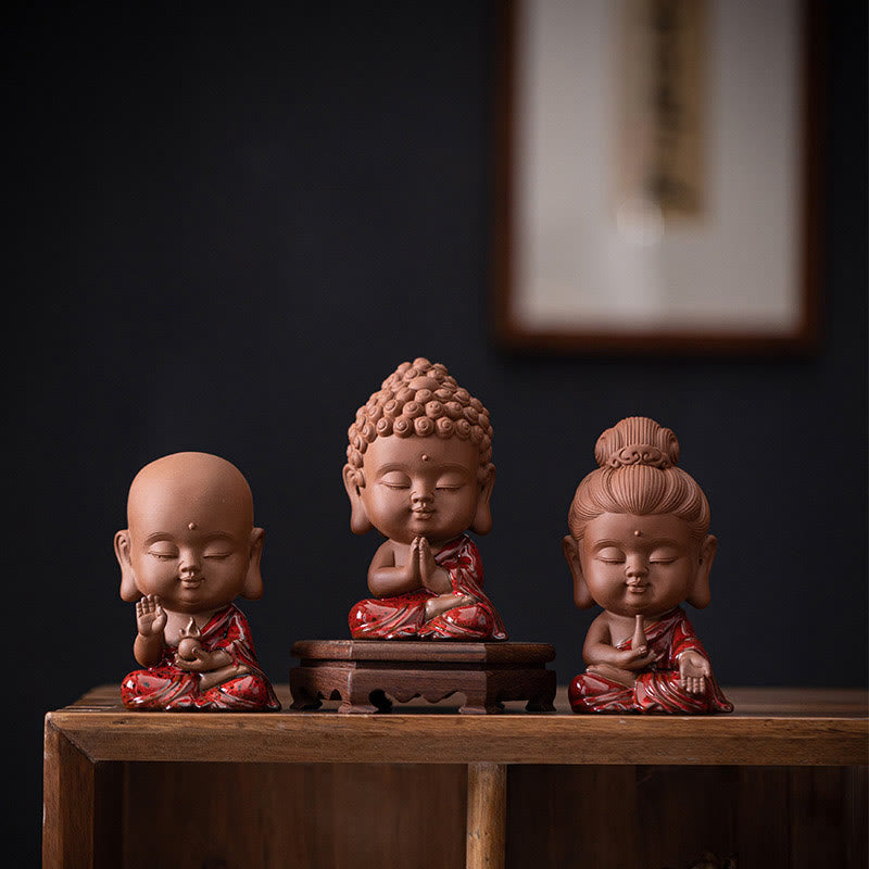 ATELIER-TIBET Mini Gautama bouddha Sakyamuni Kwan Yin Avalokitesvara Ksitigarbha sérénité décoration de bureau en céramique