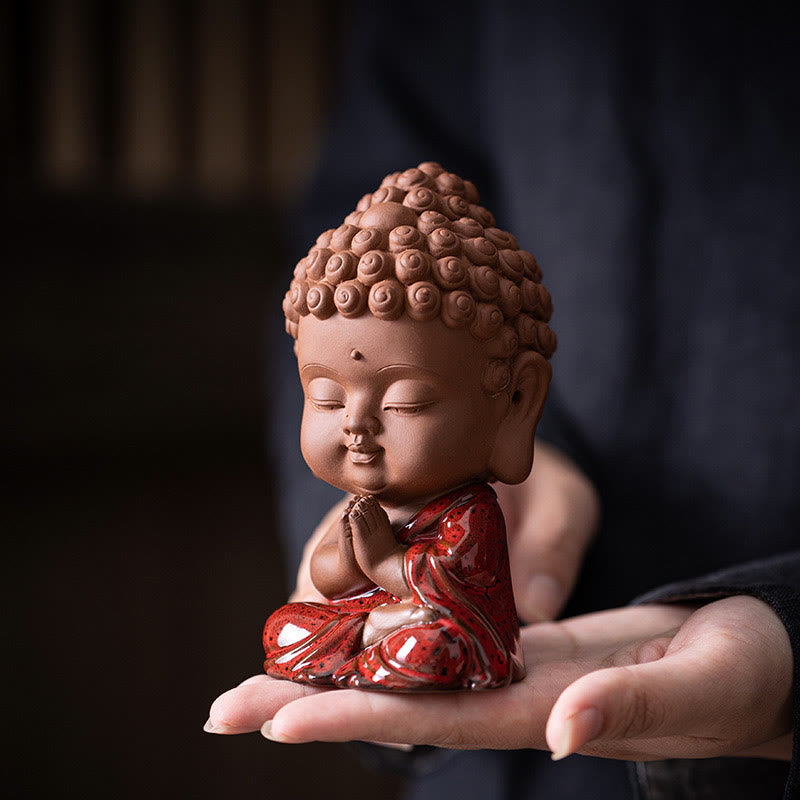 ATELIER-TIBET Mini Gautama bouddha Sakyamuni Kwan Yin Avalokitesvara Ksitigarbha sérénité décoration de bureau en céramique
