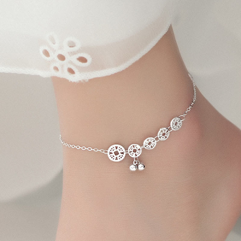 ATELIER-TIBET Chevillère Argent 925 et Pièces Cuivre Symboliques