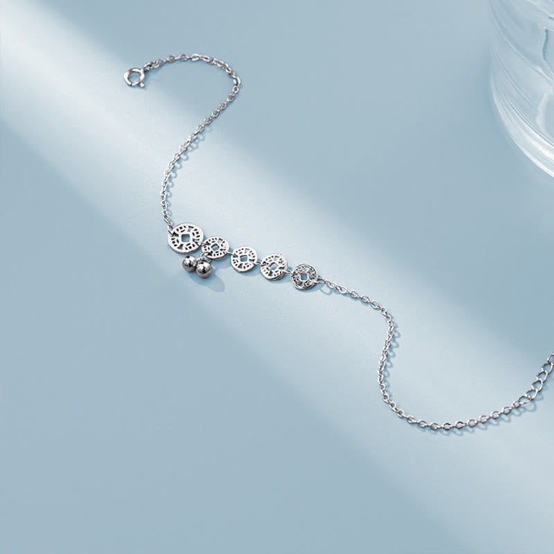 ATELIER-TIBET Chevillère Argent 925 et Pièces Cuivre Symboliques