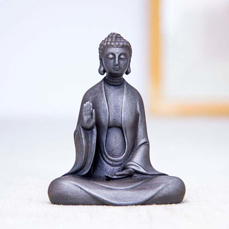 ATELIER-TIBET – Statue Bouddha Méditation en Poudre de Fer | Sculpture 12 cm Effet Rouille