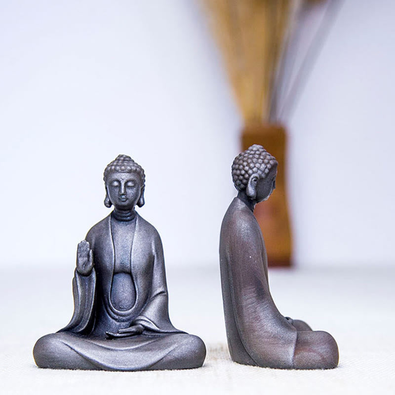 ATELIER-TIBET – Statue Bouddha Méditation en Poudre de Fer | Sculpture 12 cm Effet Rouille