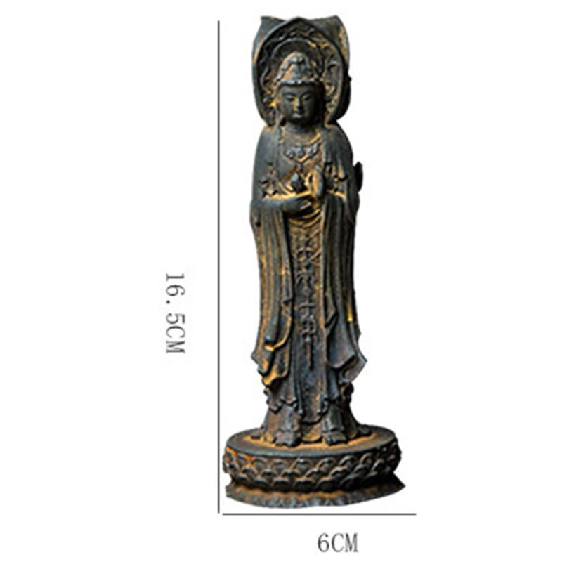 ATELIER-TIBET Statue de Buddha Stones en résine coulée à trois côtés Kwan Yin Avalokitesvara en poudre de fer et rouille Décoration de bureau