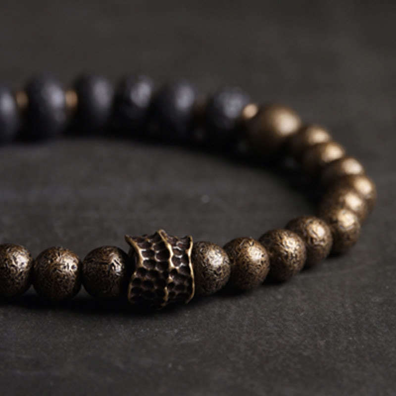 ATELIER-TIBET – Bracelet Spirituel en Pierre de Lave 8 mm & Cuivre