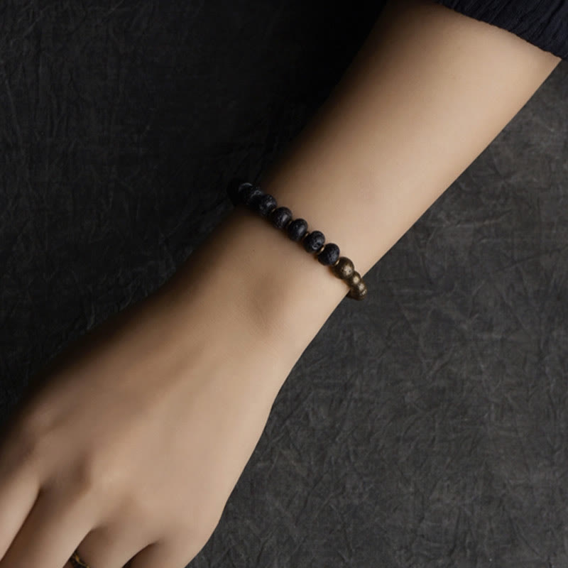ATELIER-TIBET – Bracelet Spirituel en Pierre de Lave 8 mm & Cuivre