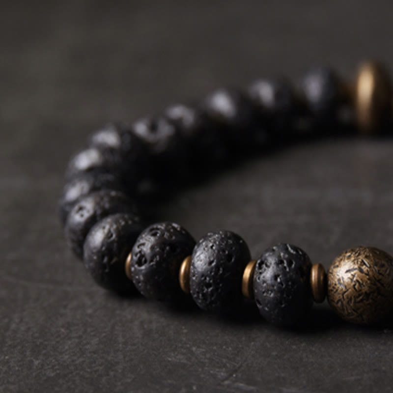 ATELIER-TIBET – Bracelet Spirituel en Pierre de Lave 8 mm & Cuivre