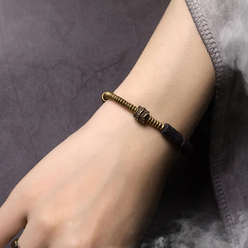 ATELIER-TIBET – Bracelet Spirituel Unisexe en Pierre de Lave & Cuivre – Abondance & Ancrage