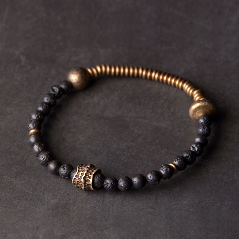 ATELIER-TIBET – Bracelet Spirituel en Pierre de Lave & Cuivre
