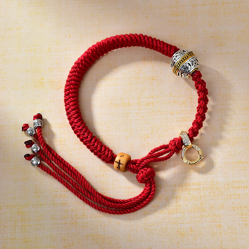 ATELIER-TIBET – Bracelet Fil Rouge avec Breloque Tara Verte en Argent