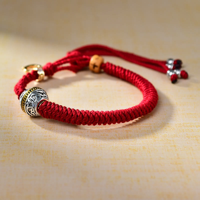 ATELIER-TIBET – Bracelet Fil Rouge avec Breloque Tara Verte en Argent