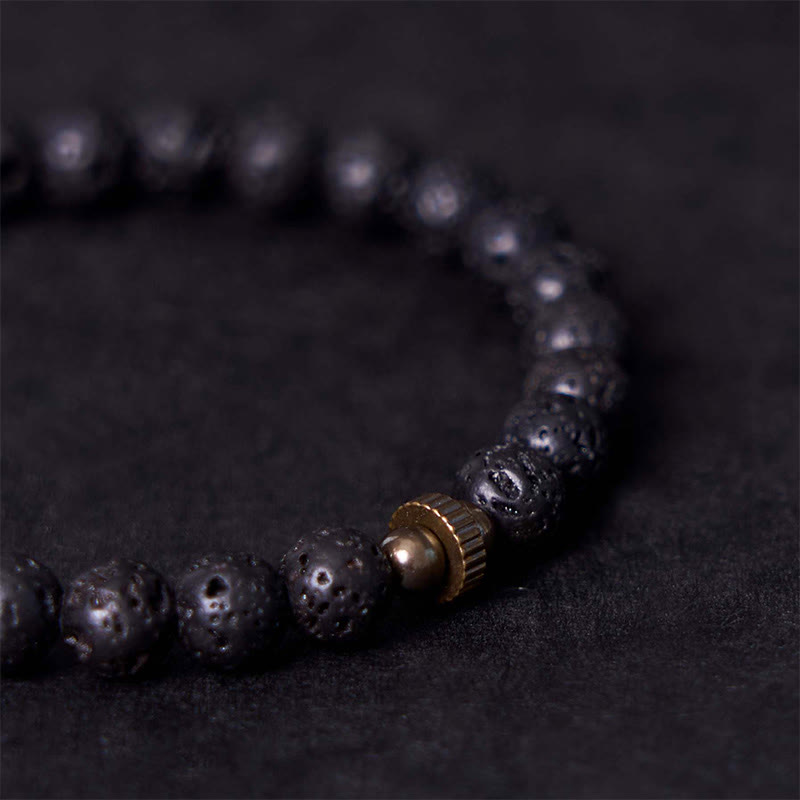 ATELIER-TIBET – Bracelet Spirituel Apaisant en Pierre de Lave 6 mm & Pendentif Cuivre
