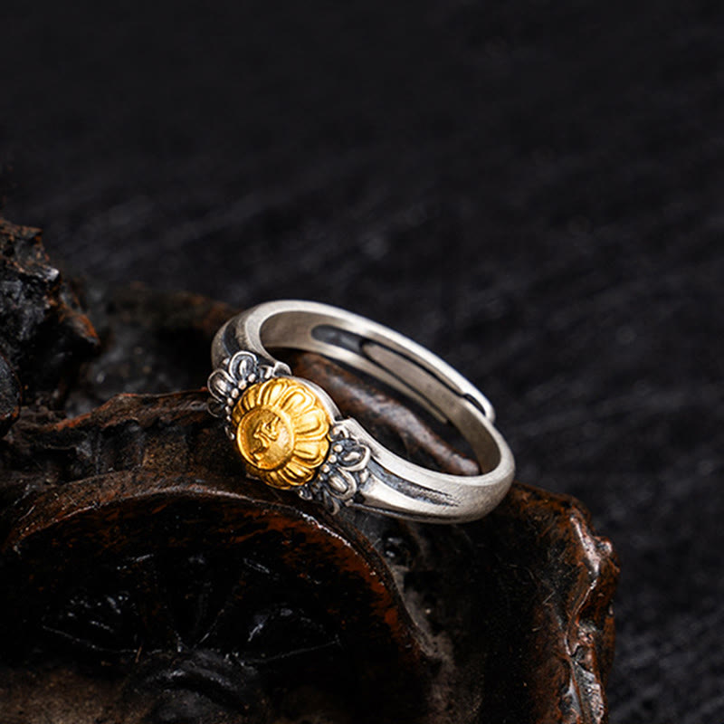 ATELIER-TIBET Bague Tara Argent 925 Plaqué Or Ajustable