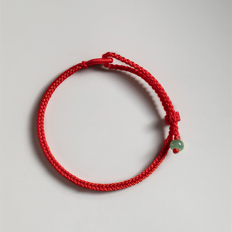 ATELIER-TIBET – Bracelet Connexion en Jade Naturel 6 mm & Fil Rouge Ajustable