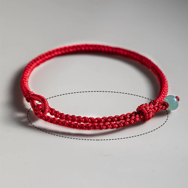 ATELIER-TIBET – Bracelet Connexion en Jade Naturel 6 mm & Fil Rouge Ajustable