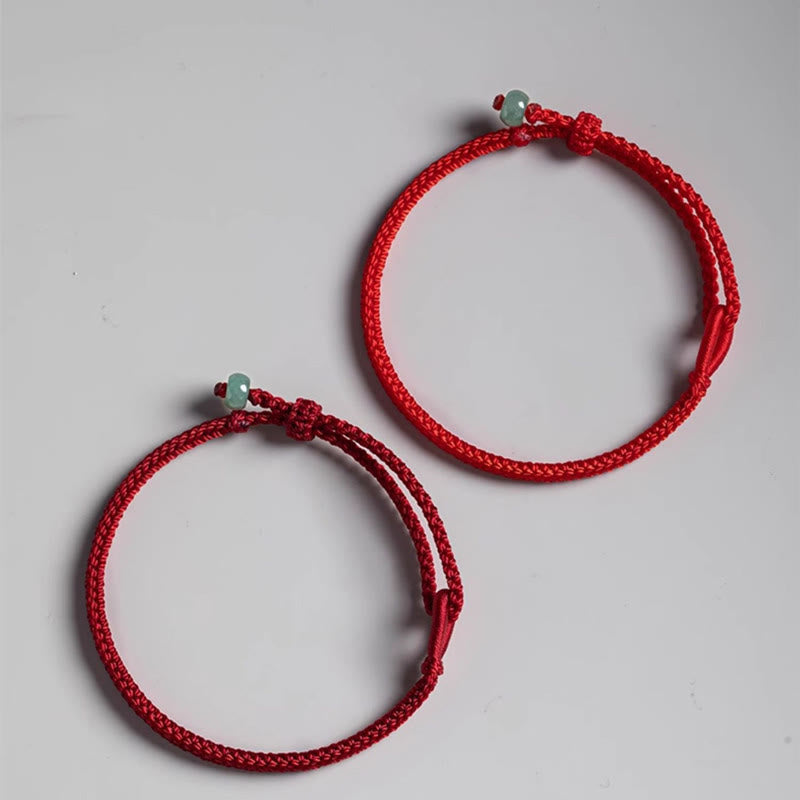ATELIER-TIBET – Bracelet Connexion en Jade Naturel 6 mm & Fil Rouge Ajustable
