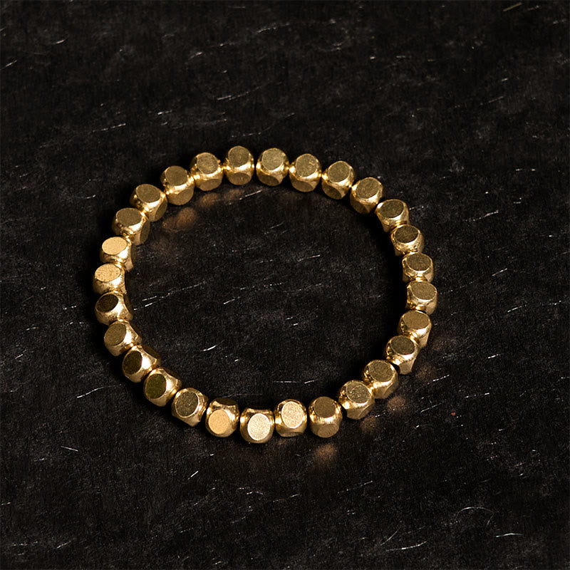 ATELIER-TIBET – Bracelet Porte-Bonheur en Cuivre Pur, Perles Cubiques 6 mm
