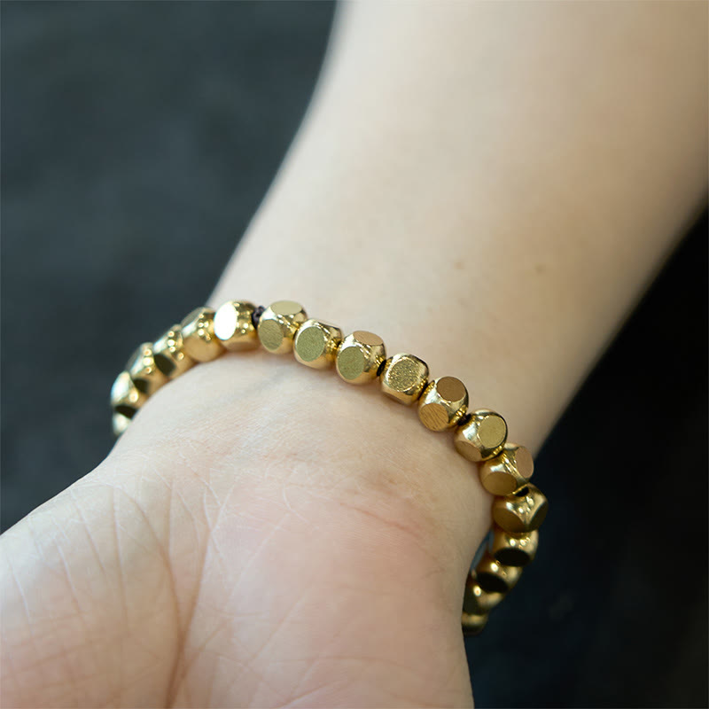 ATELIER-TIBET – Bracelet Porte-Bonheur en Cuivre Pur, Perles Cubiques 6 mm
