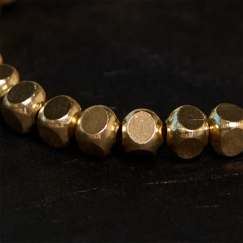 ATELIER-TIBET – Bracelet Porte-Bonheur en Cuivre Pur, Perles Cubiques 6 mm