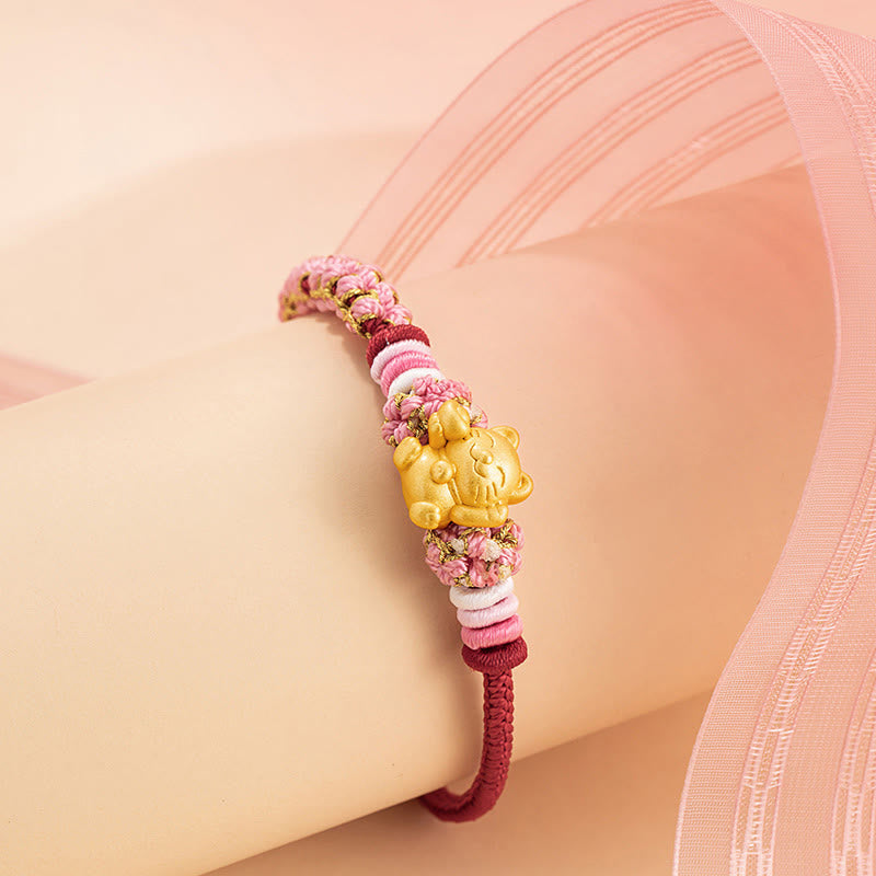 ATELIER-TIBET – Bracelet Fil Rouge avec Charm Chat Porte-Bonheur en Argent Sterling 999