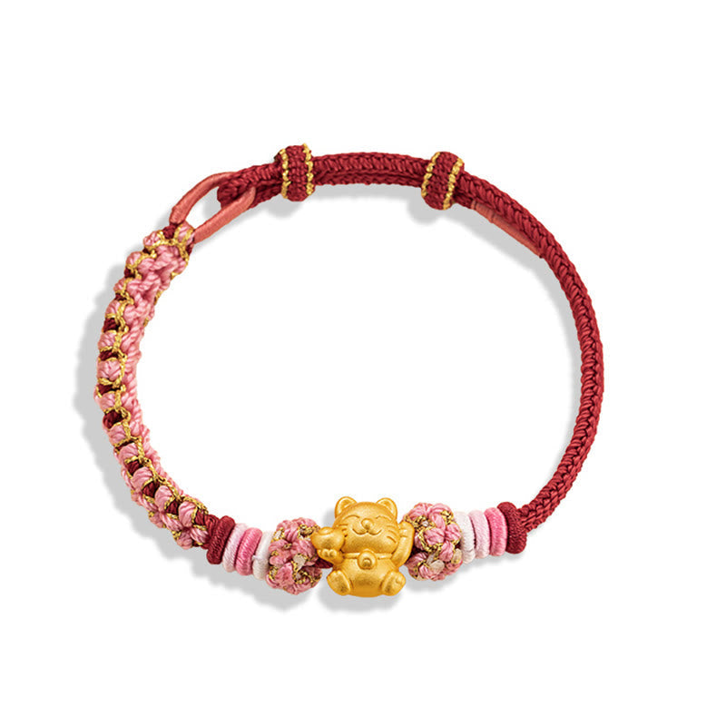 ATELIER-TIBET – Bracelet Fil Rouge avec Charm Chat Porte-Bonheur en Argent Sterling 999