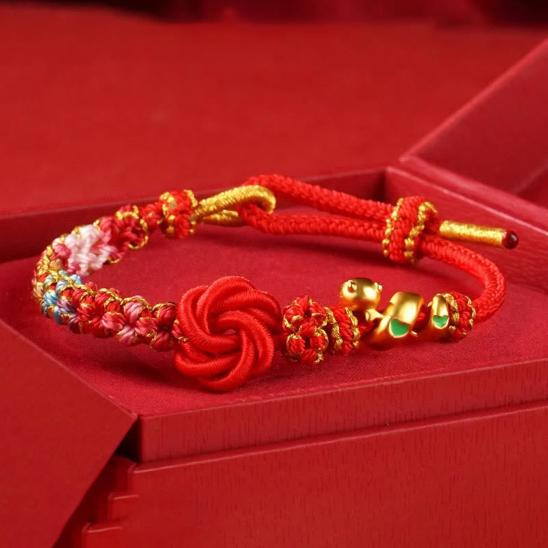 ATELIER-TIBET – Bracelet de Protection Fil Rouge avec Breloque Serpent en Alliage de Cuivre (Ajustable)
